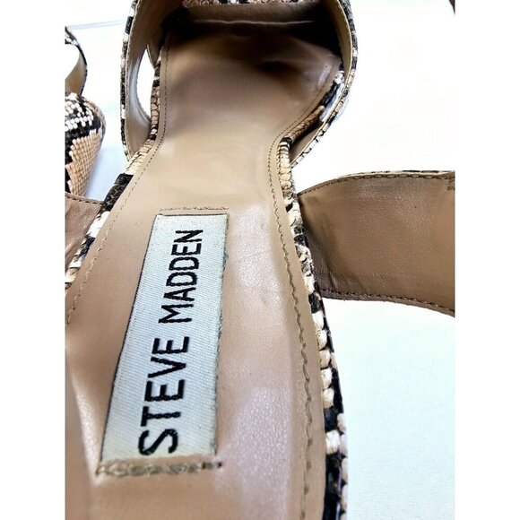 Steve Madden Size 9.5M Women's Snake Print Open Toe Ankle Strap Block Heel Shoes - Picture 8 of 14